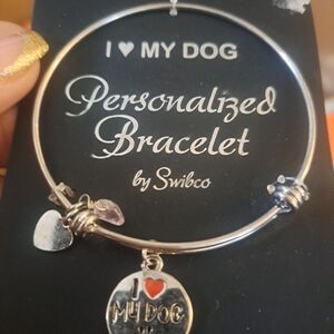 Swibco Silver 'I Love My Dog' Bracelet